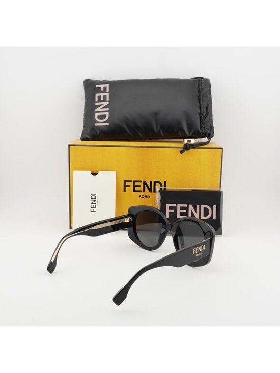 Fendi FE40137I 01A Sunglasses Black Butterfly Frame, Grey Lenses main image 9